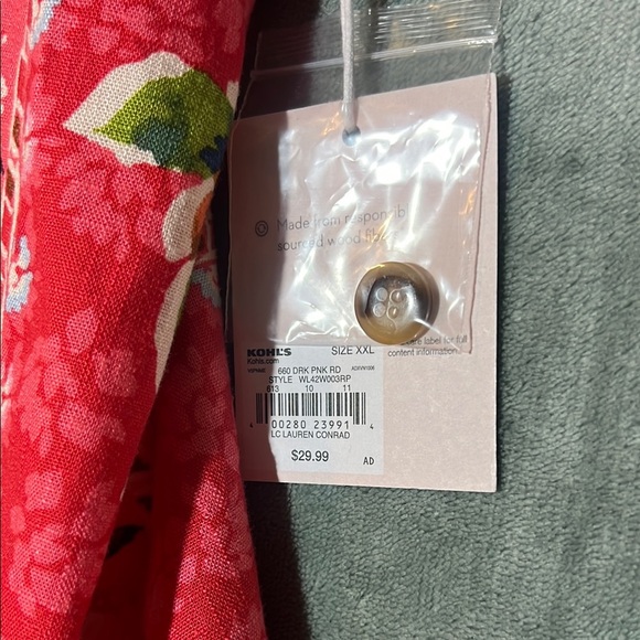 LC Lauren Conrad Pink Floral Tank Top with Button Detail, Women’s XXL - Picture 3 of 7